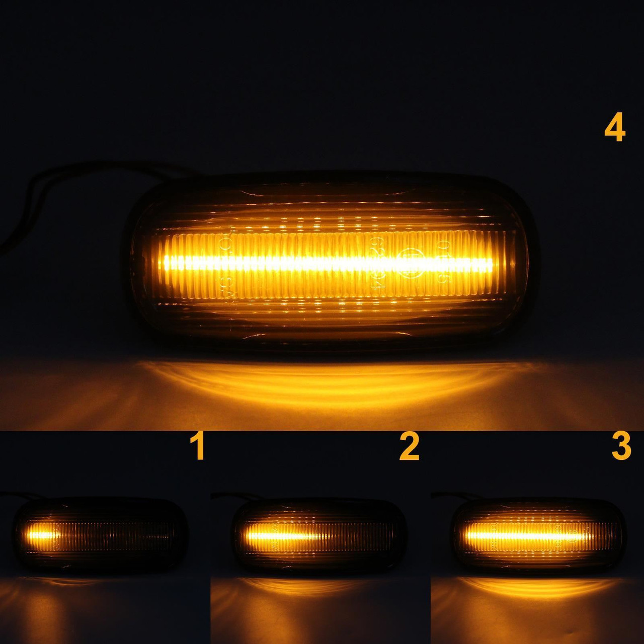 Pair black smoked Dynamic Sequential Side Repeaters Land Rover Defender Freelander Disco II