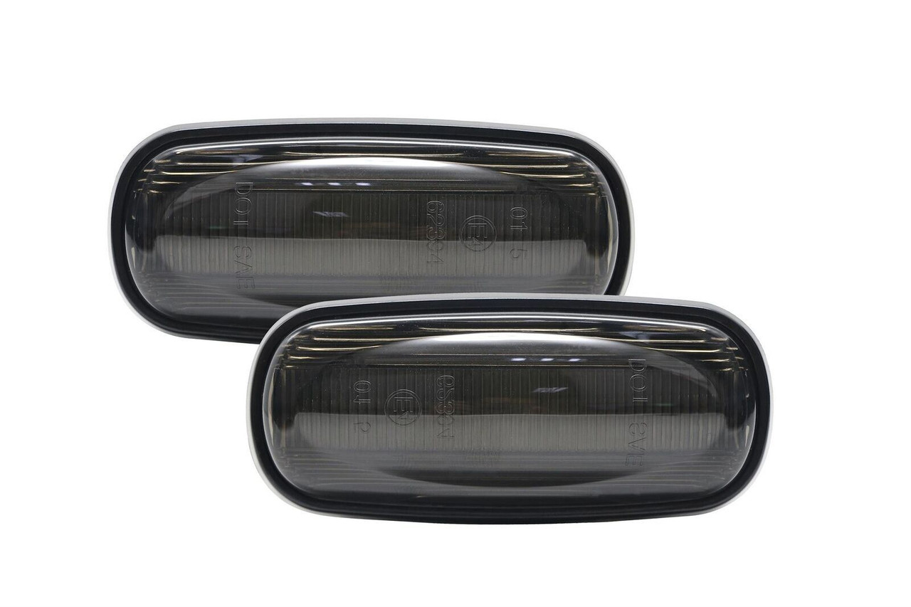 Pair black smoked Dynamic Sequential Side Repeaters Land Rover Defender Freelander Disco II