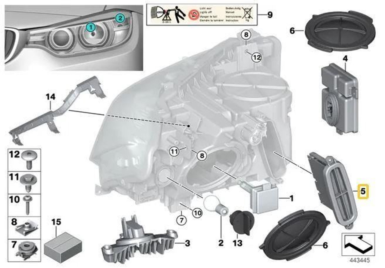 Headlight Driver Ballast Module Xenon with AFL For BMW F30 02.11-07.15 63117316186
