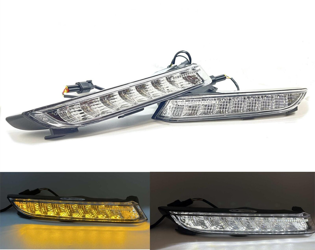 LED White DRL + Indicator set clear chrome for VW Scirocco FL 2014-17