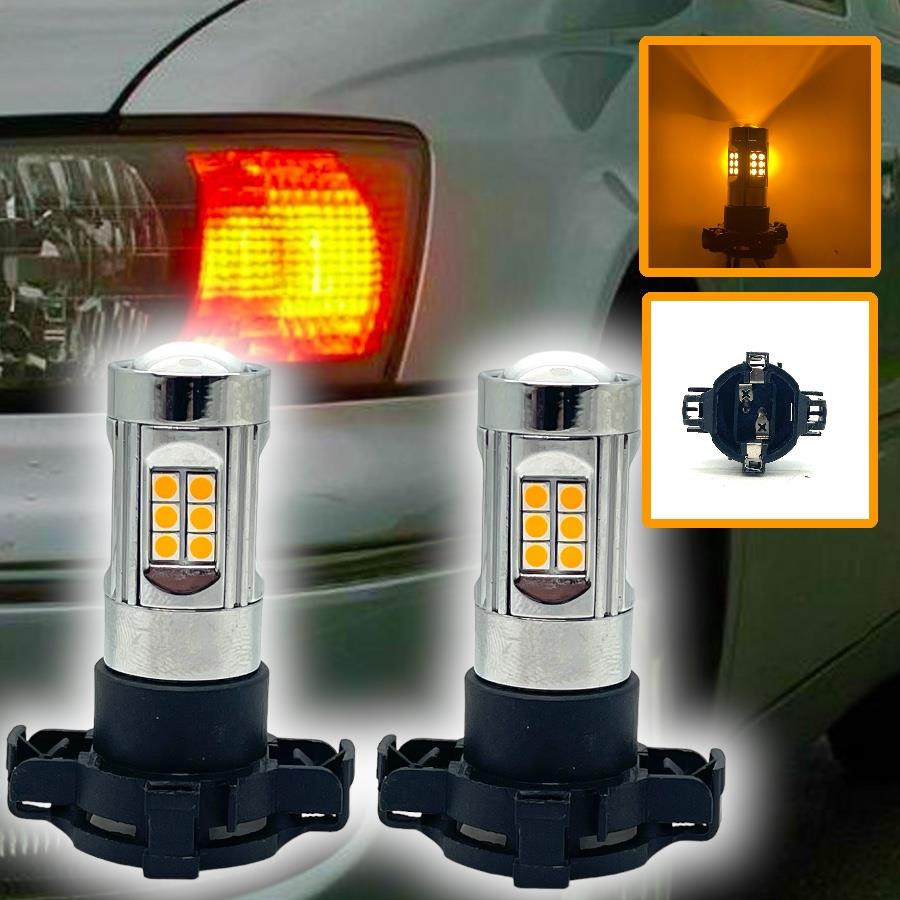 Pair 24W PY24W 3030 SMD LED yellow amber indicator bulbs 12190SV