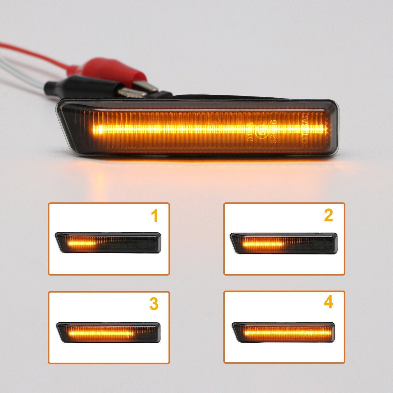 Pair Smoked black dynamic side repeaters blinker for BMW x5 E53