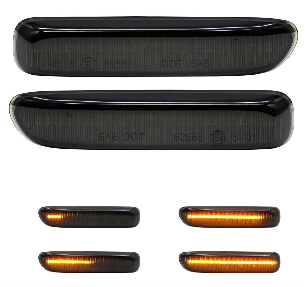 Dynamic LED Side Marker / Repeaters lights Smoked For E46 Coupe 1998-01 E46 Convertible 1999-01 E46 Saloon 1998-01 E46 Touring 1999-2001