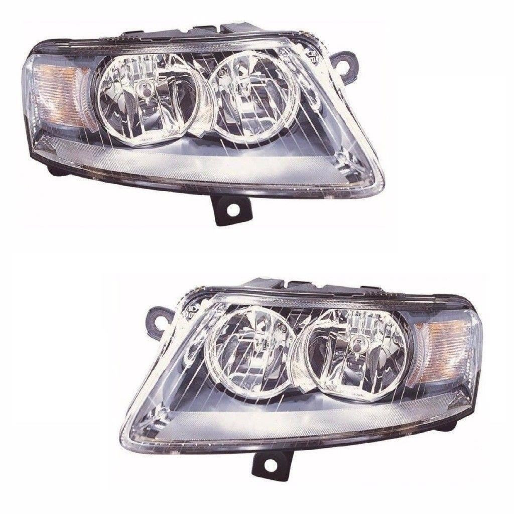 For Audi A6 Mk2 Allroad 06.04-08 Headlights Lamps Halogen Chrome Pair OS NS