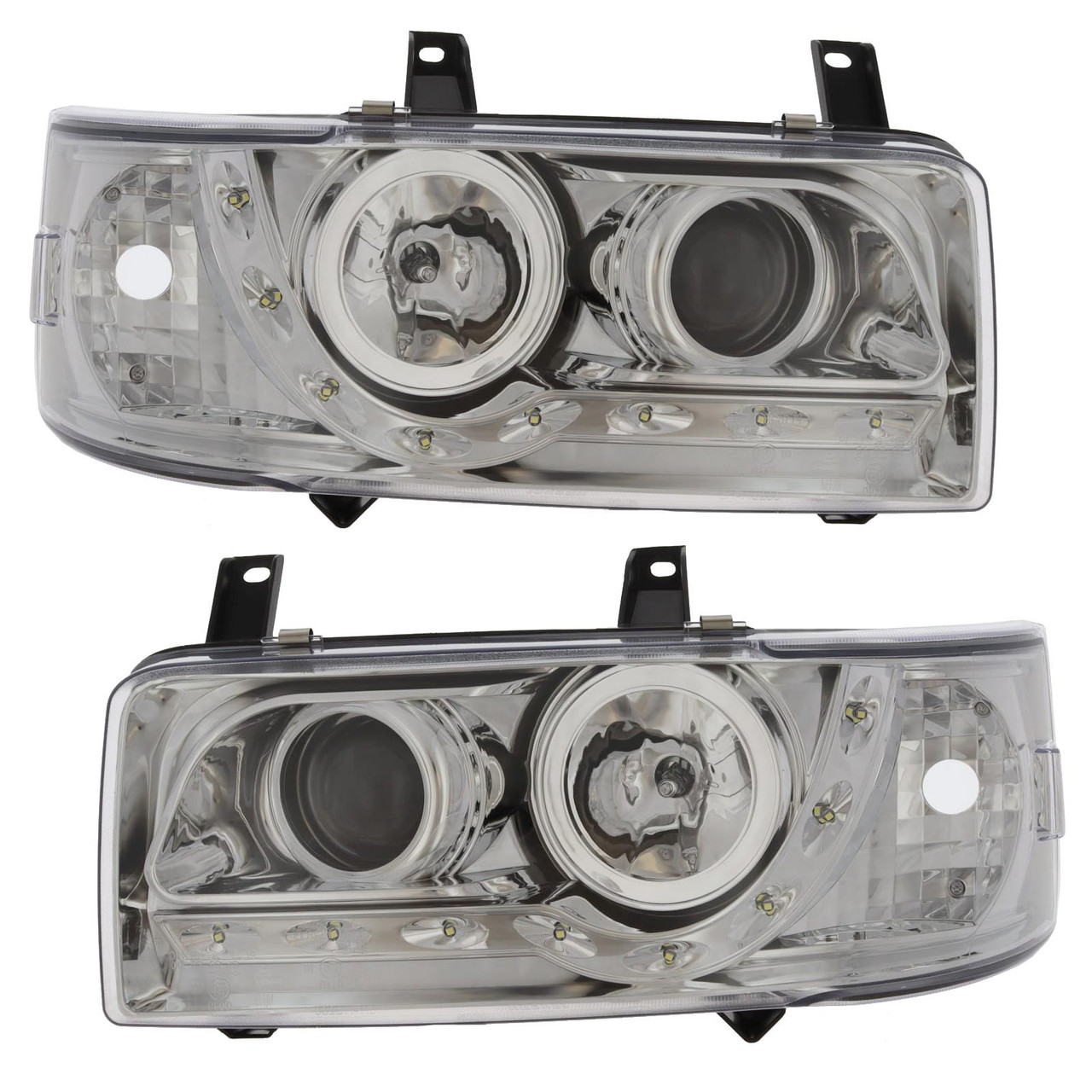 For VW Transporter T4 90-03 S/NOSE Headlight Chrome INNER (Incl. DRL) PAIR