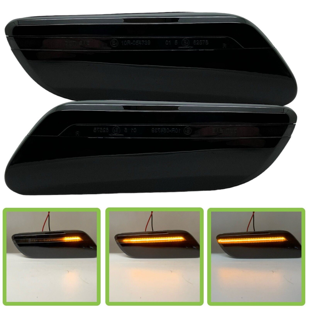 Pair smoked gloss black Dynamic side repeater indicator scuttle for Mini F55 F56 F57 Lci2 2021-