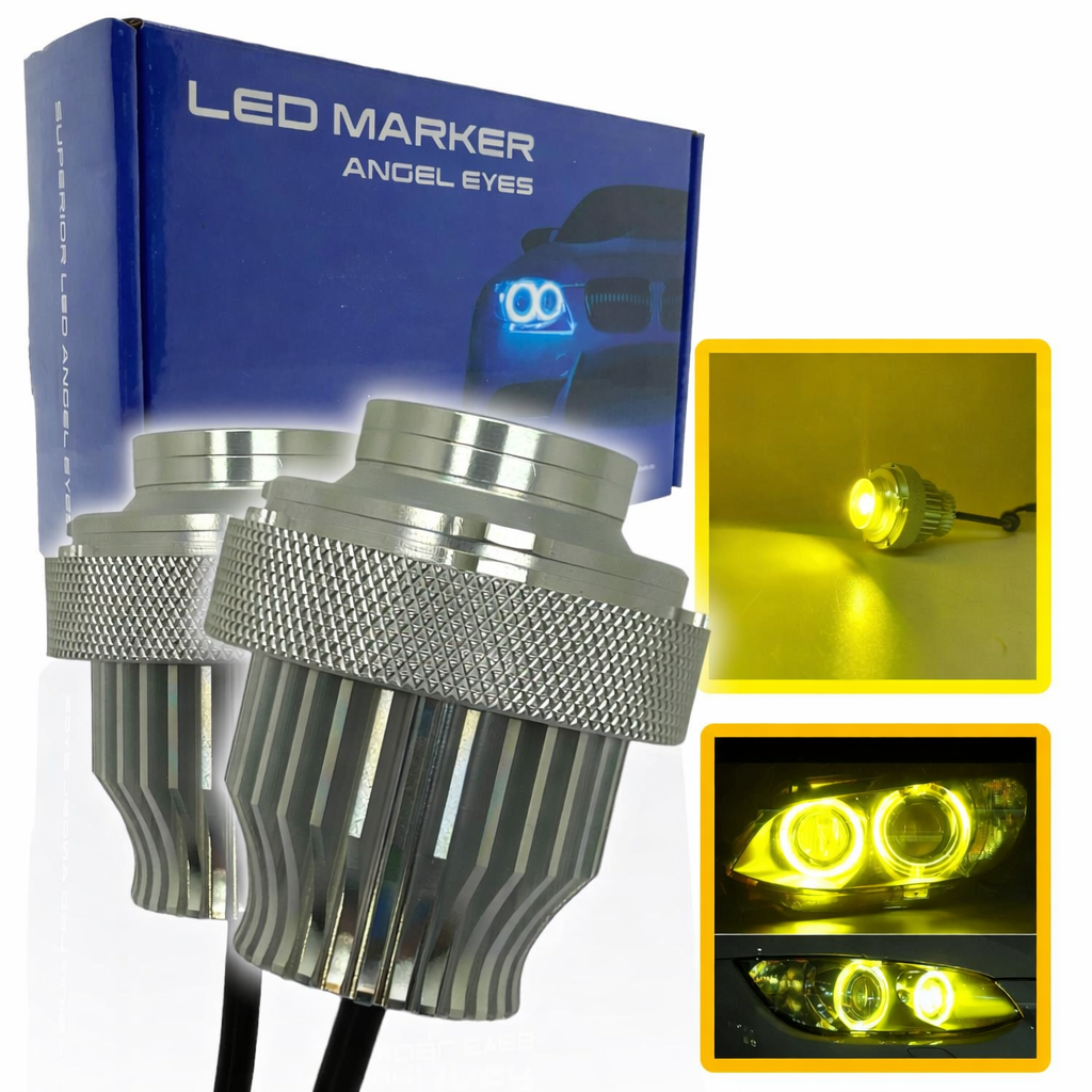 For BMW 5 Series E60 E61 Lci 80w LED Lemon yellow Angel Eye Halo bulbs