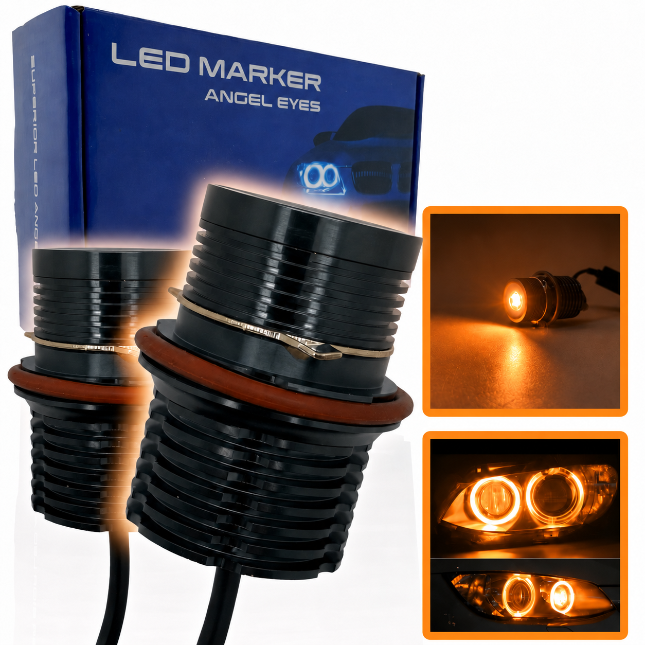 Sunset LED Angel Eye Bulbs For BMW X5 E53 E39 E60 E63 E65 Halo Rings