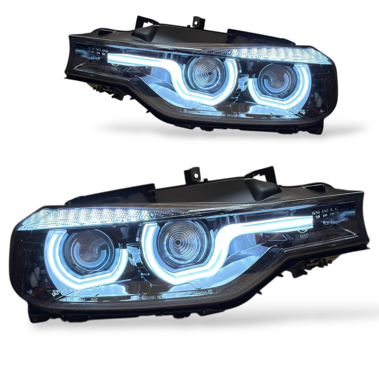 For BMW 3 Series F30 F31 2011-15 Gloss Black projector headlights LED ANGEL EYES Halo