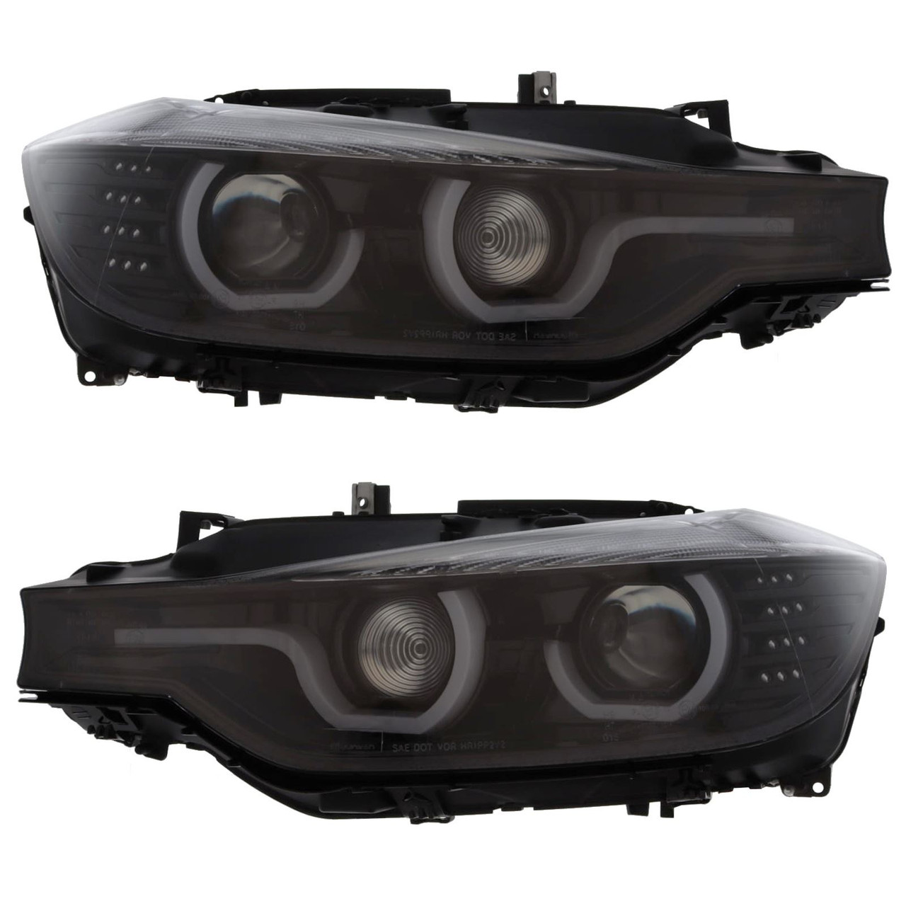 For BMW 3 Series F30 F31 2011-15 Gloss Black projector headlights LED ANGEL EYES Halo