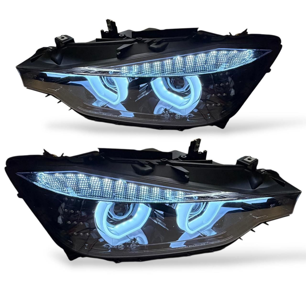 For BMW 3 Series F30 F31 2011-15 Gloss Black projector headlights LED ANGEL EYES Halo