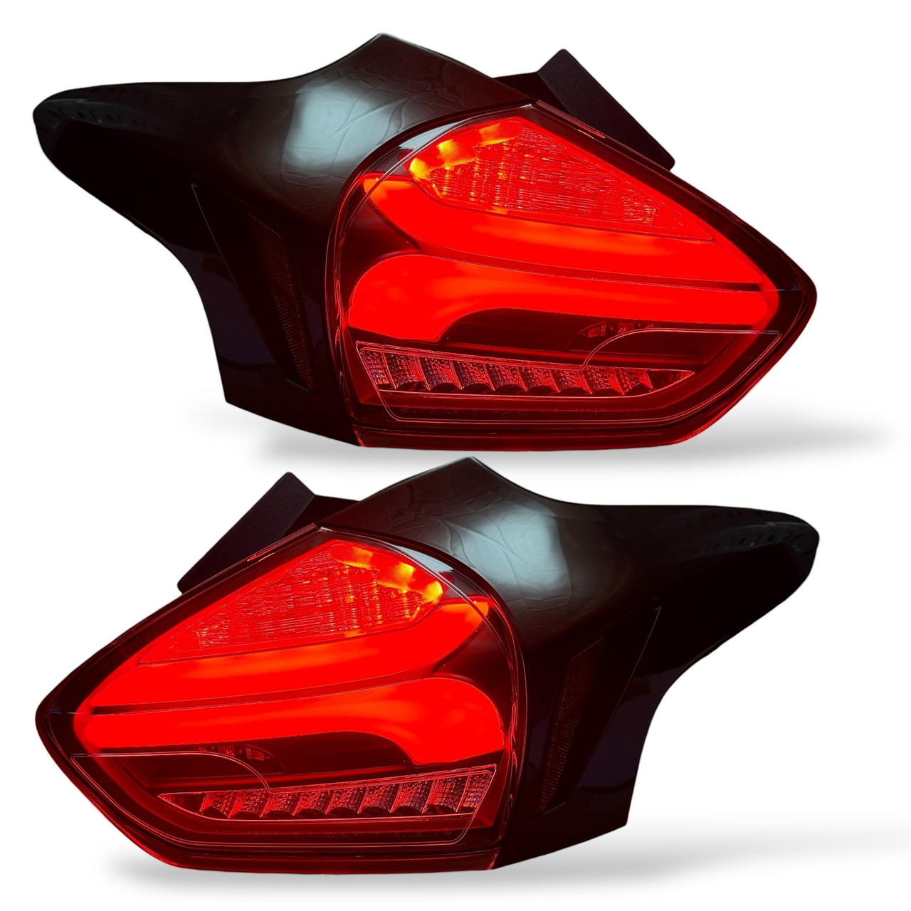 Back Rear Tail Lights Pair Set Tube Light Smoke dynamic IND  Ford Focus 2011-14