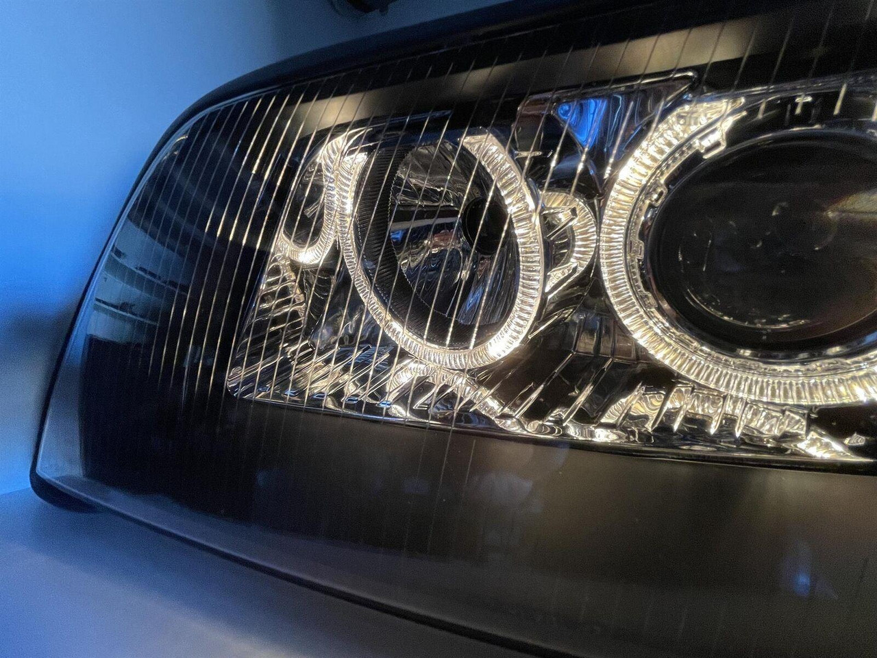 RHD LHD Xenon Headlights Pair Angel Eyes Clear Black For Audi A6 Typ 4B 97-01