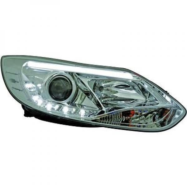LHD Projector Headlights Pair LED DRL Clear Chrome For Ford Focus IV CB8 11-On