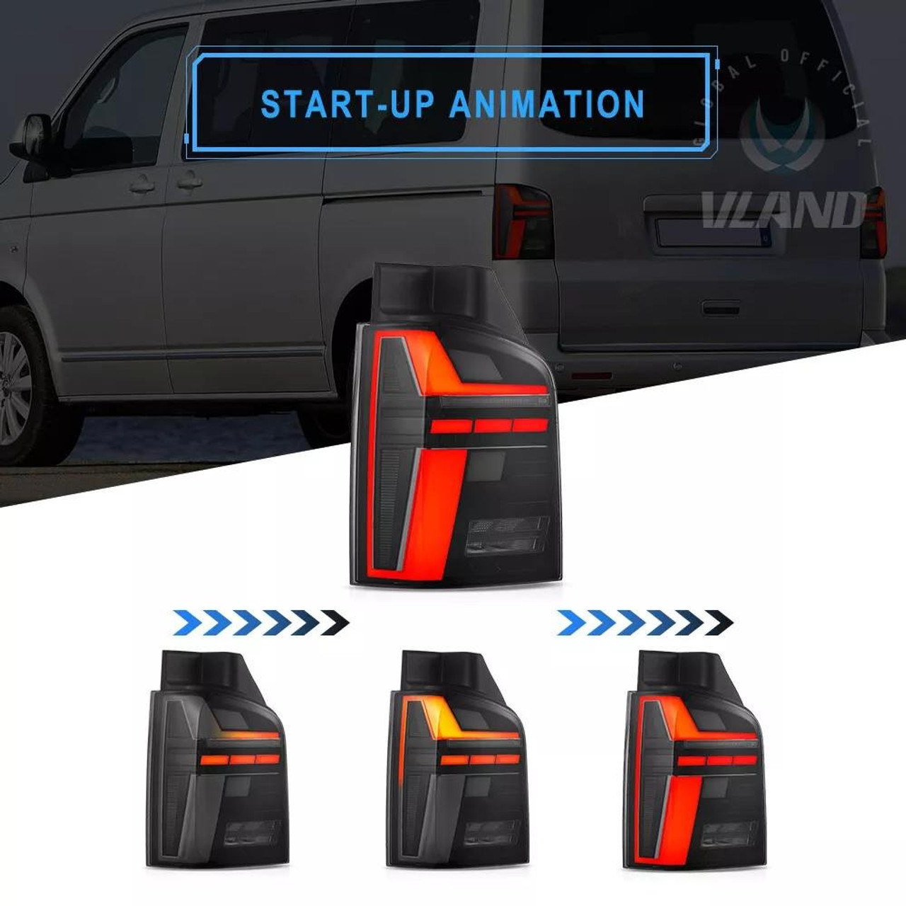 LED Rear Tail Lights Smoked For VW Transporter T5 2003â€“2015 Sequential
