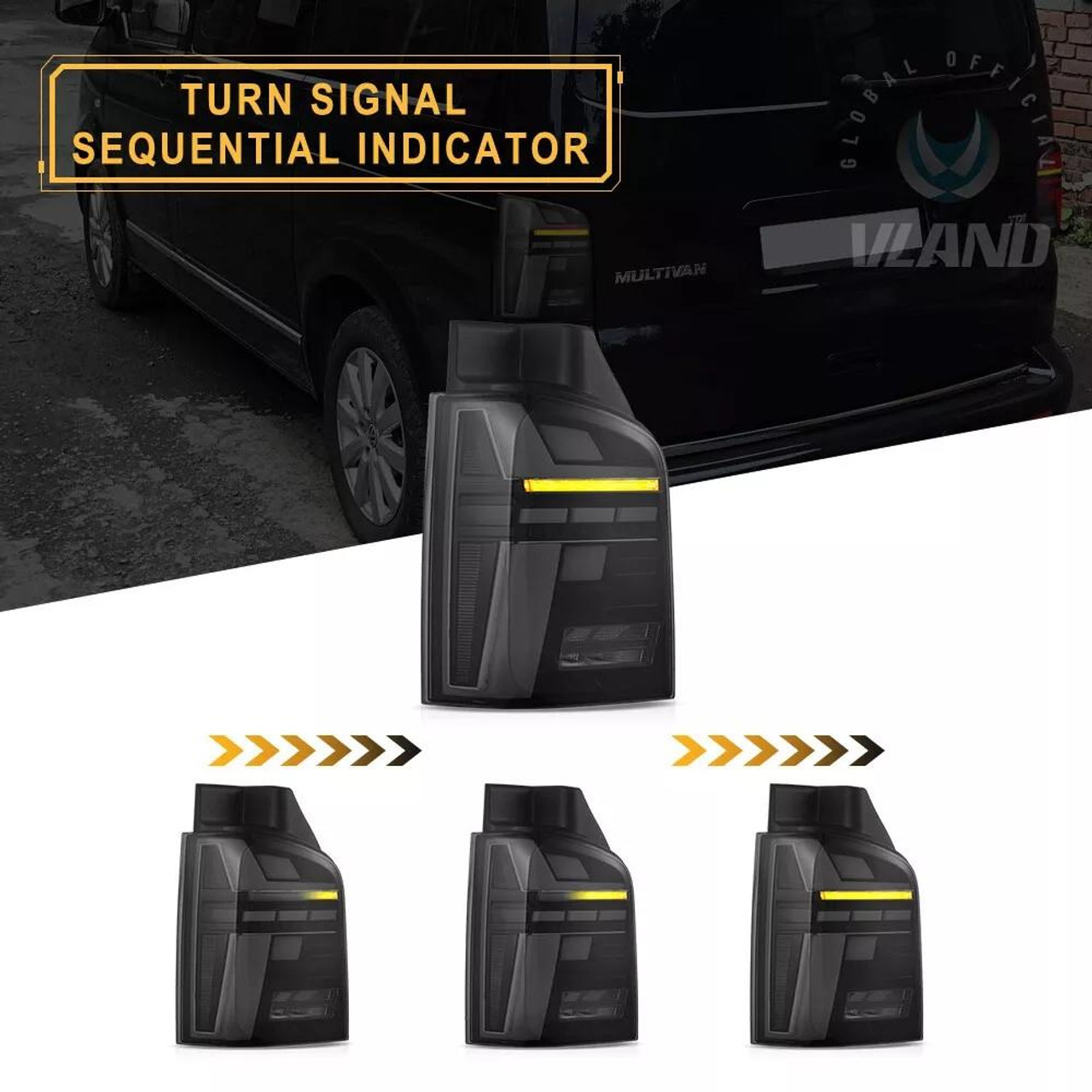 LED Rear Tail Lights Smoked For VW Transporter T5 2003â€“2015 Sequential