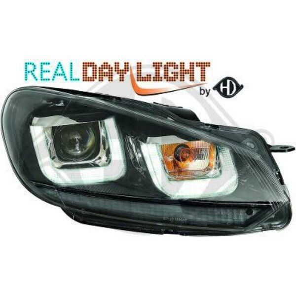 LHD Projector LED DRL Headlights Pair Clear Black Strip VW Golf VI 08-12
