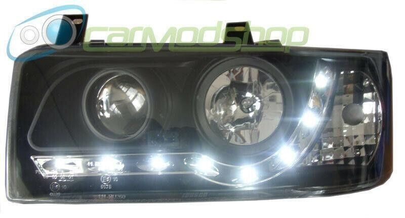 For VW Transporter T4 96-03 Black LED DRL Projector Headlights Lamps Short Nose