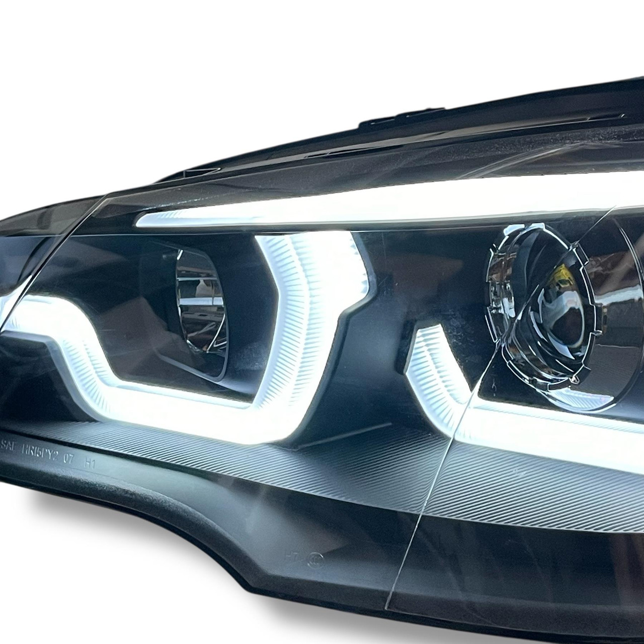 For BMW X5 E70 2006-13 BLACK INNER LED Halo angel eye headlights