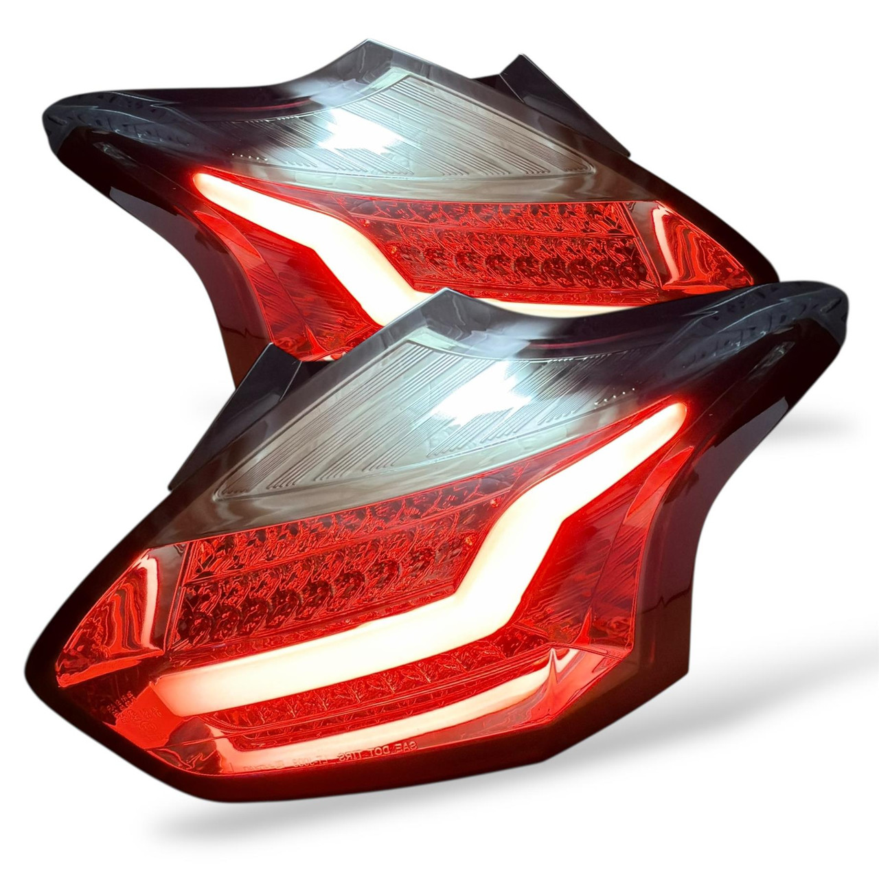 For Ford Focus MK3 2014-2018 LED Lightbar Rear Lights Smoked Dynamic Pair