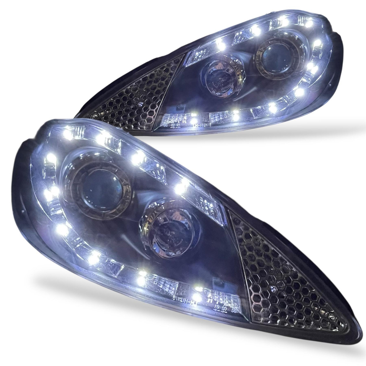 For Ford KA 2008-2017 Black Projector Headlights LED DRL Pair LH+RH