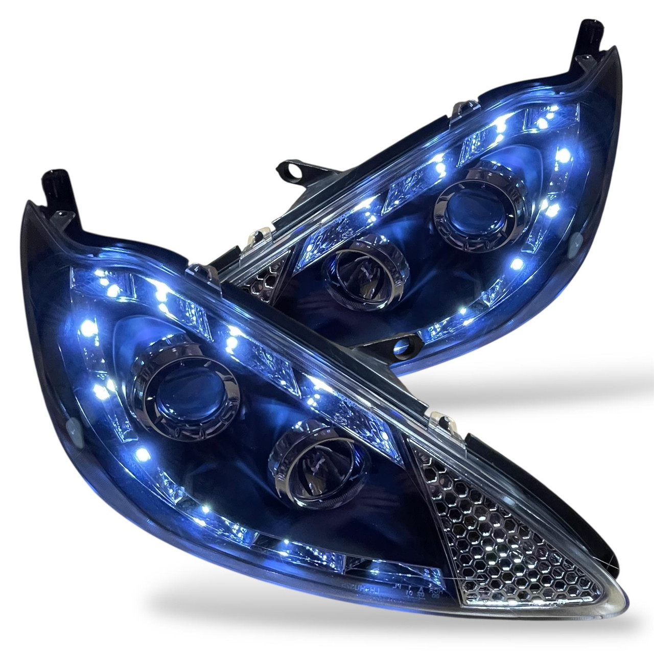 For Ford KA 2008-2017 Black Projector Headlights LED DRL Pair LH+RH