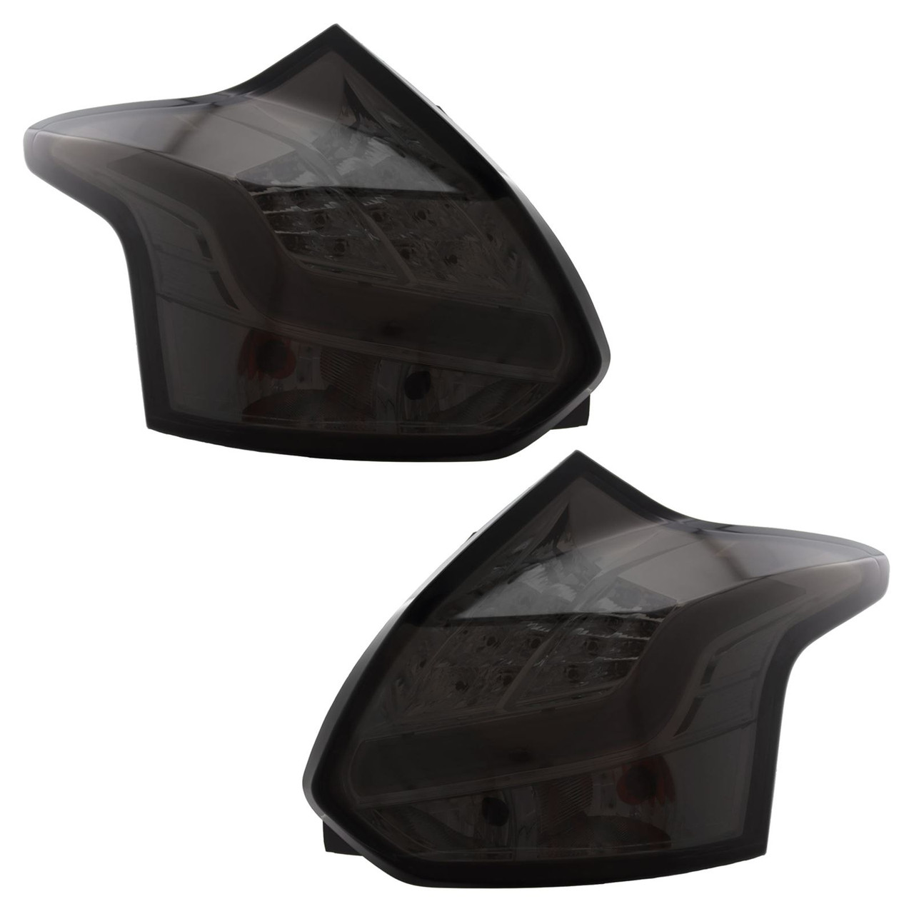 Pair Back Rear Tail Lights for Ford Focus MK3 2011-14 Smoked LED lightbars