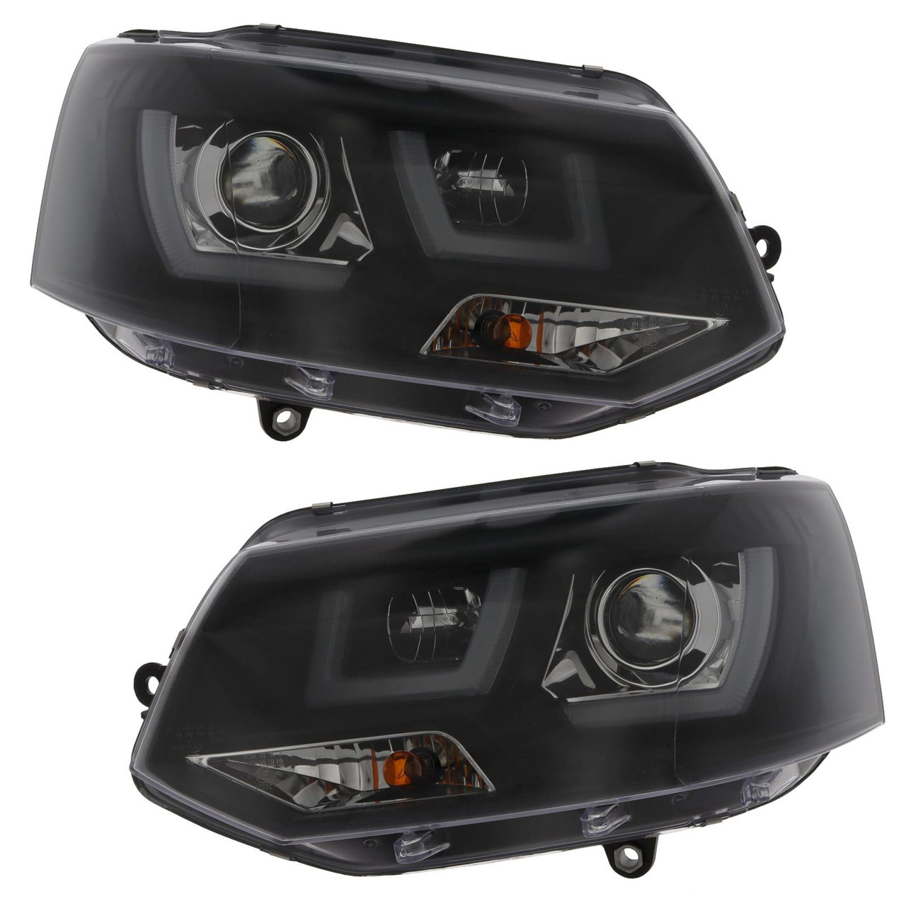 For VW TRANSPORTER T5.1 2010-15 Black LED DRL LIGHT BARS W/MTR PAIR