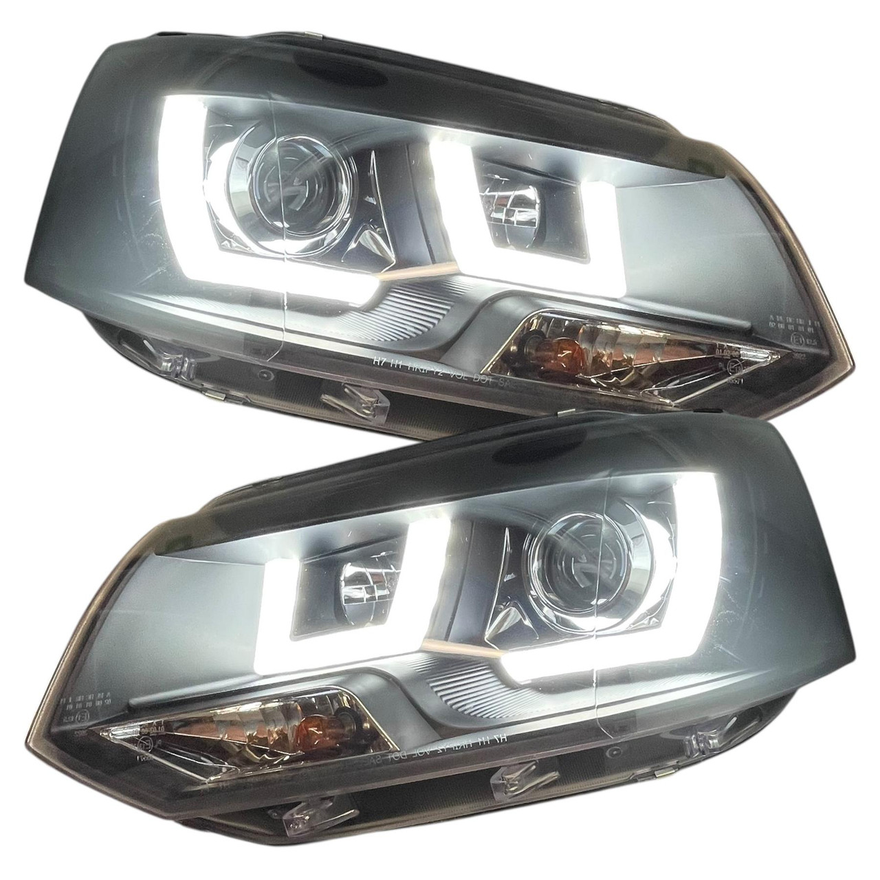 For VW TRANSPORTER T5.1 2010-15 Black LED DRL LIGHT BARS W/MTR PAIR