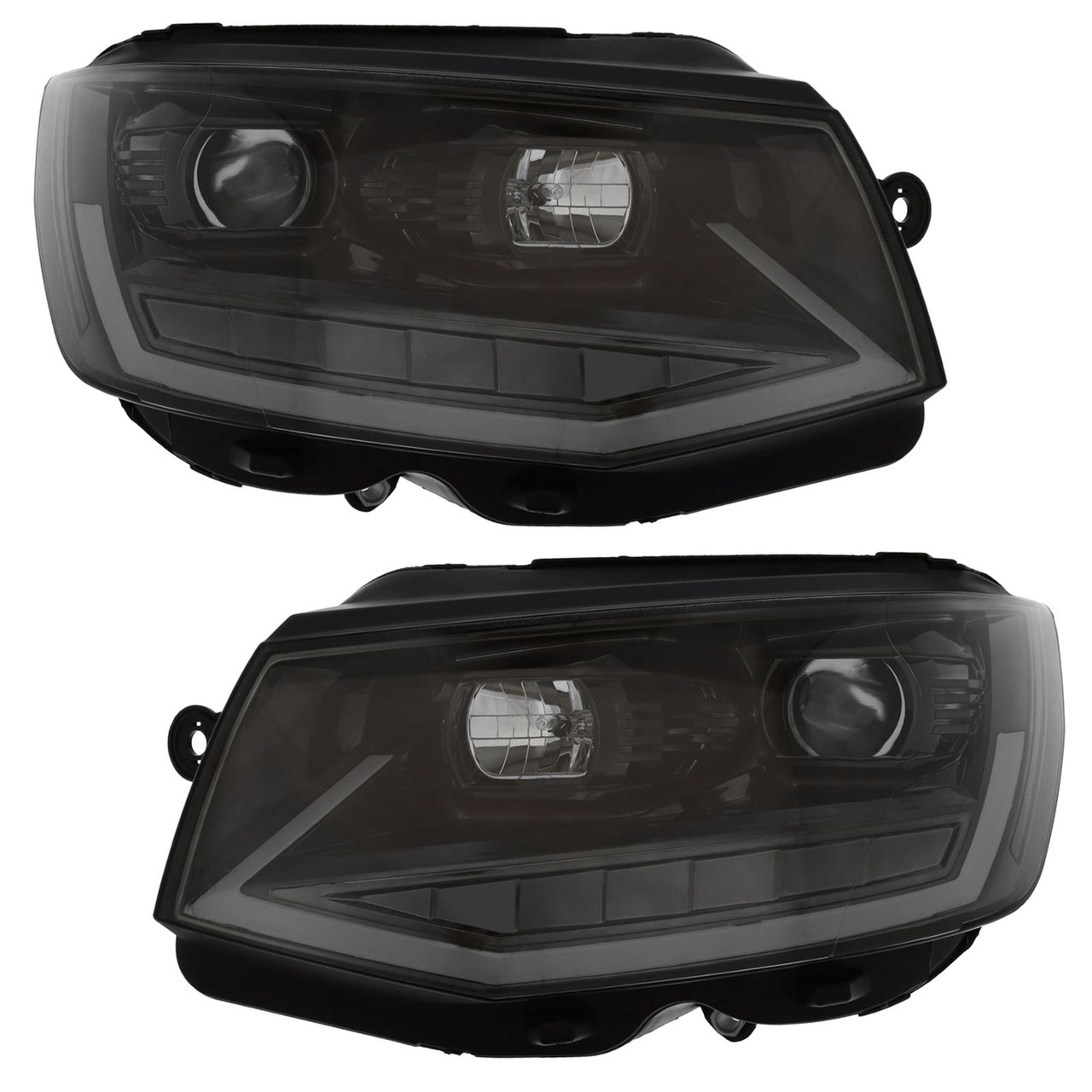 For TRANSPORTER T6 2015-20 Black (COMBINED LED DRL & SEQUENTIAL IND) Headlights