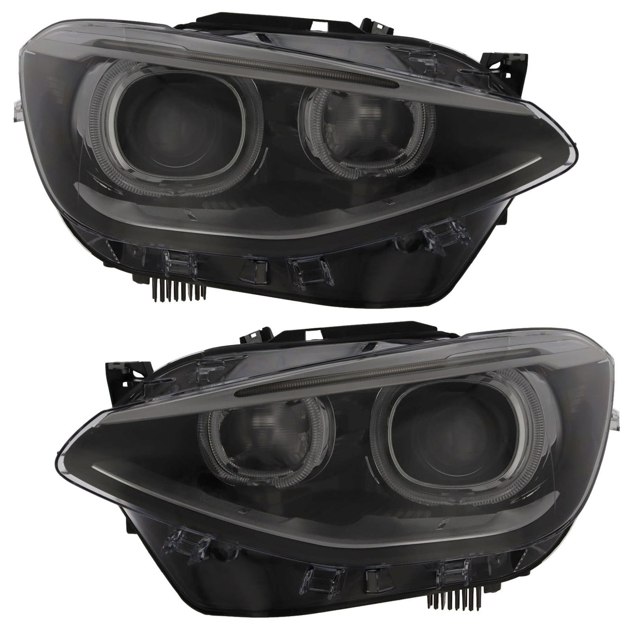 For BMW 1 Series F20 F21 2011-15 LED ANGEL EYES Halo Black Headlights