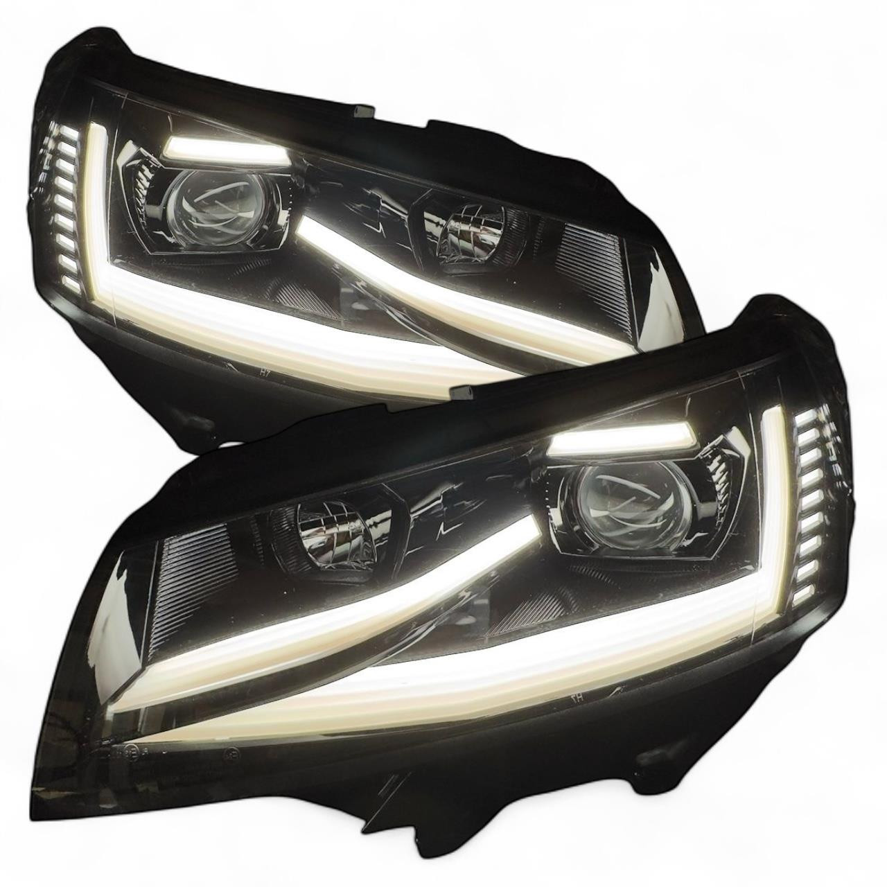 For VW TRANSPORTER T6.1 2019-23 Gloss Black LED DRL DYNAMiC IND Headlights