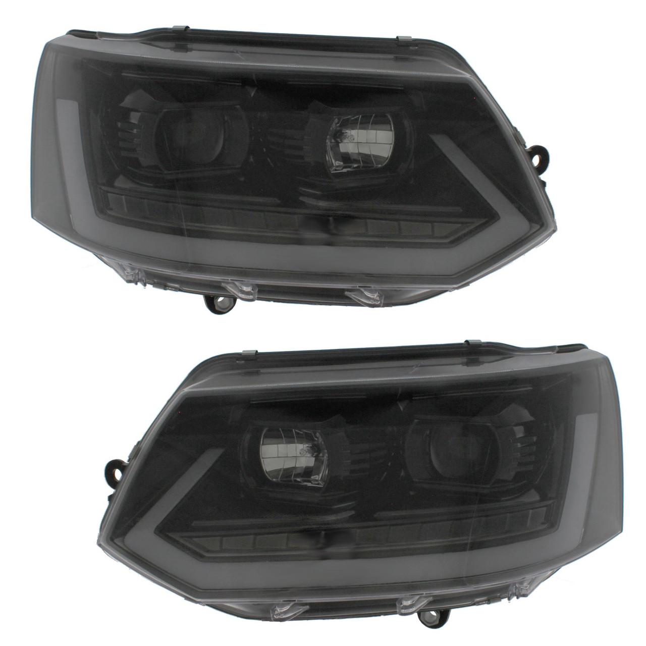 For VW TRANSPORTER T5.1 2010-15 GLOSS Black LED DRL dynamic Headlights