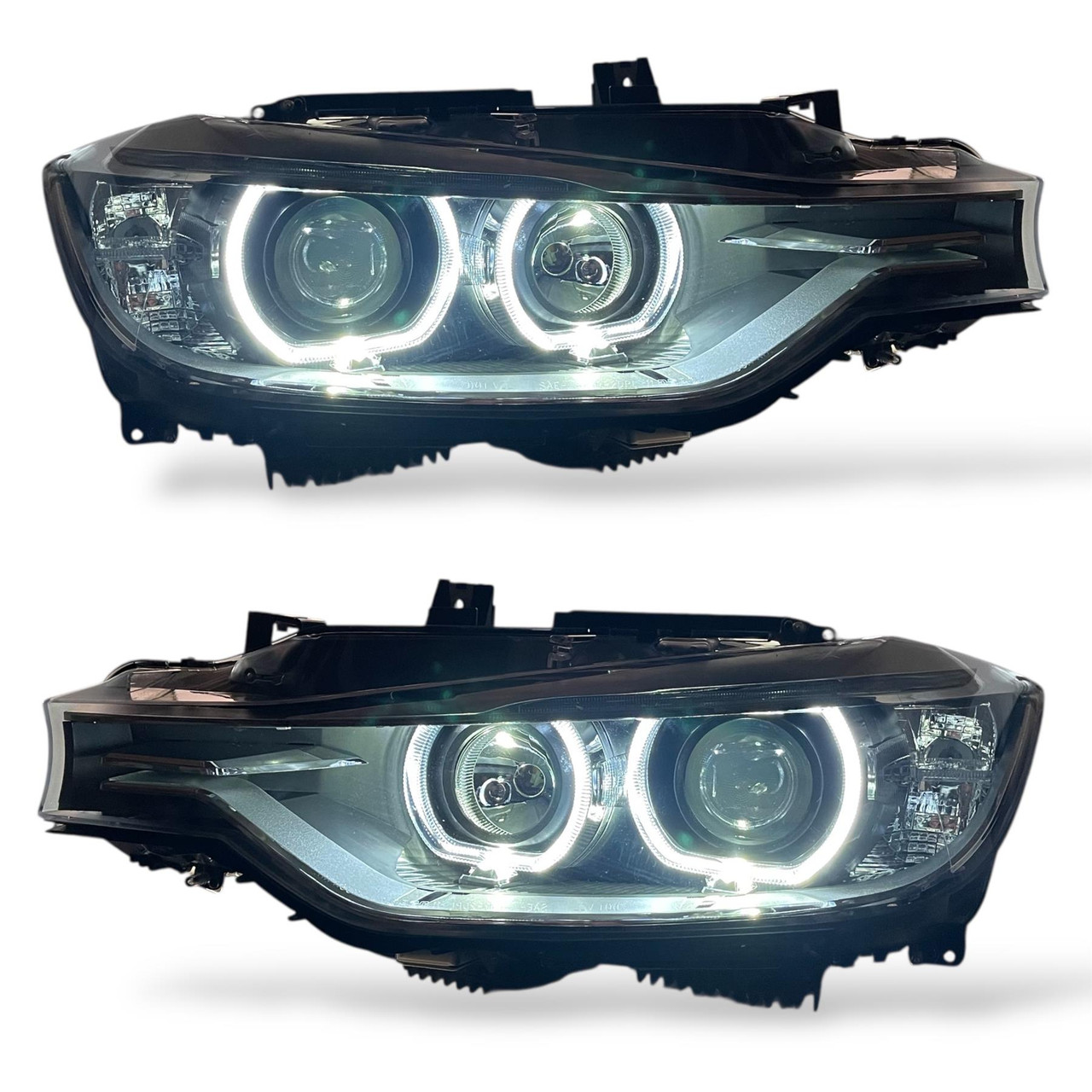For BMW 3 Series F30 F31 2011-15 Black projector headlights LED ANGEL EYES Halo