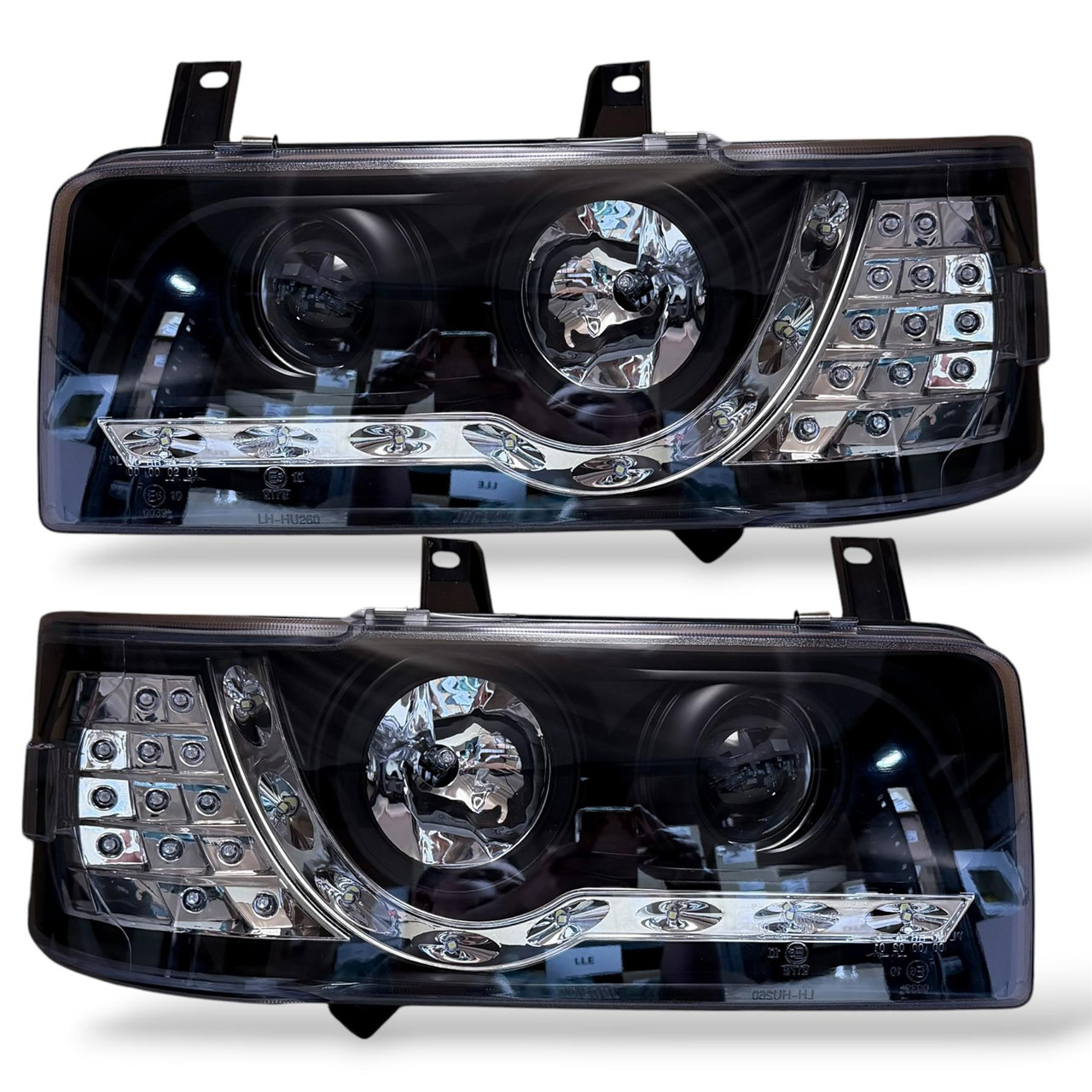Headlight Assembly Projector Black DRL LED For VW Transporter T4 1990-2003