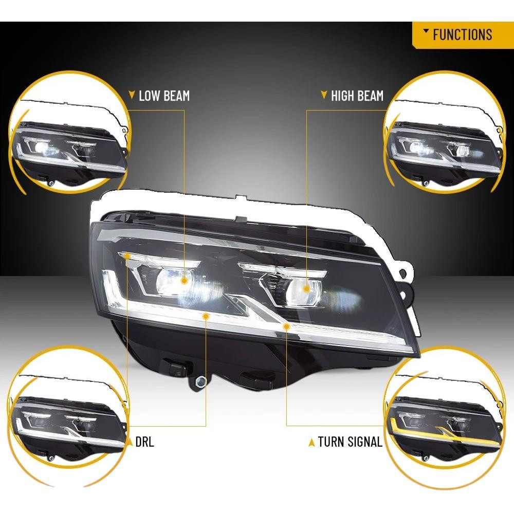 For VW Transporter T6.1 2020-25 Black FULL LED Headlights Lamps RHD