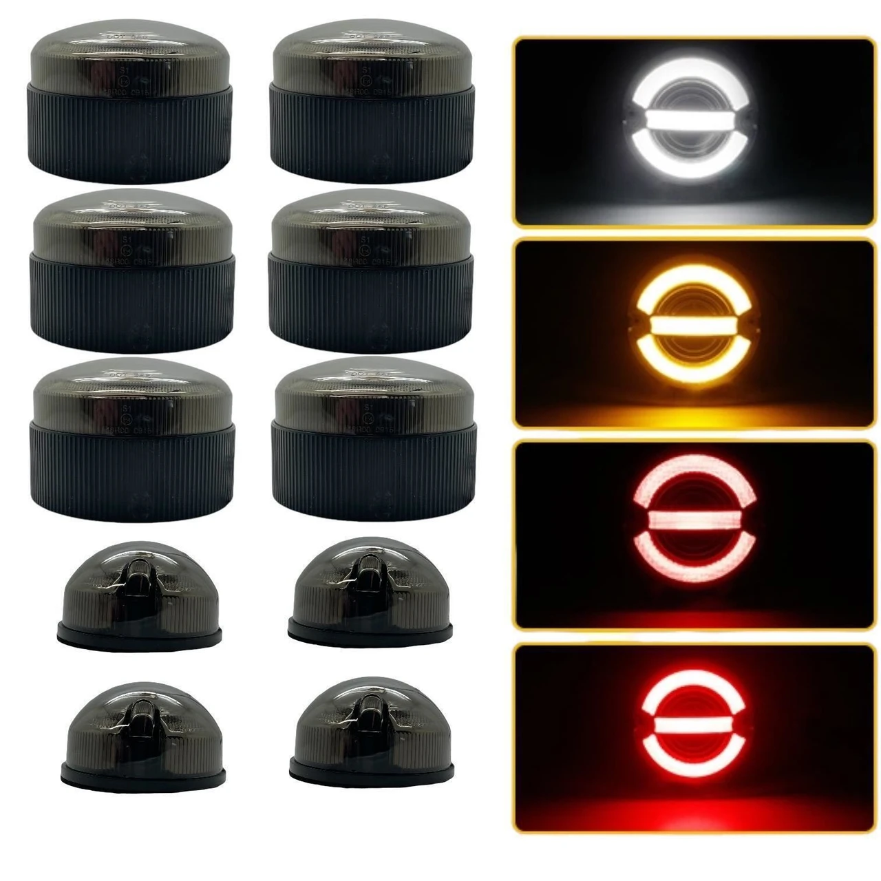 Full Smoked NAS LED light upgrade kit 10pc For Land Rover Defender 73mm 95mm