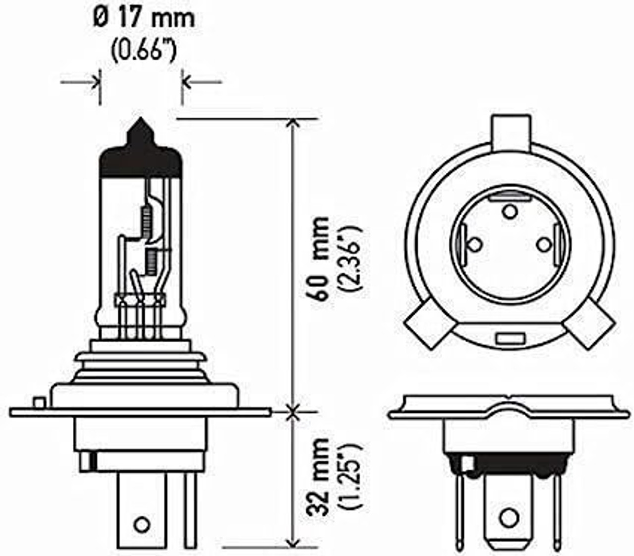 24v H4 475 replacement halogen bulb 70/75W high low P43T