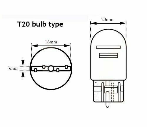 Pair 582 7440 T20 W21W Chrome/Silver Amber Indicator Bulbs Lighting Part
