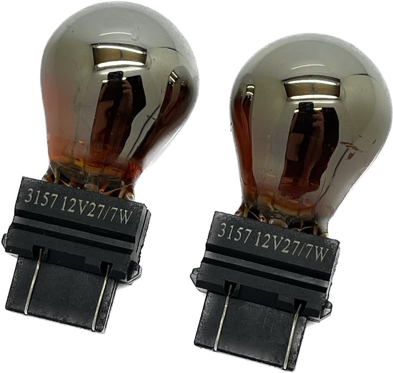 2 x 3157 replacement chrome silver amber indicator bulb 12v PY27/7W 183