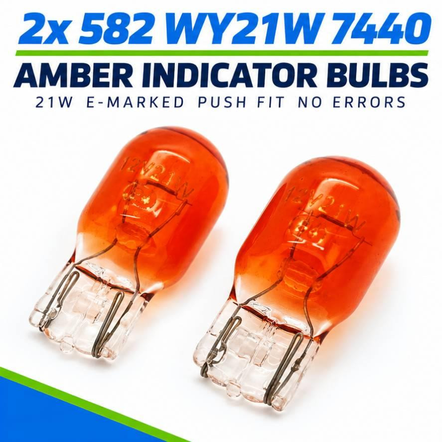 2 x 582 WY21W W21W yellow amber yellow bulb indicator 7440