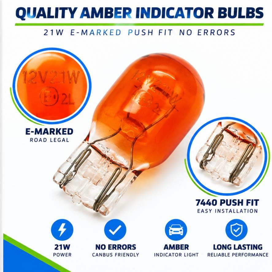 2 x 582 WY21W W21W yellow amber yellow bulb indicator 7440