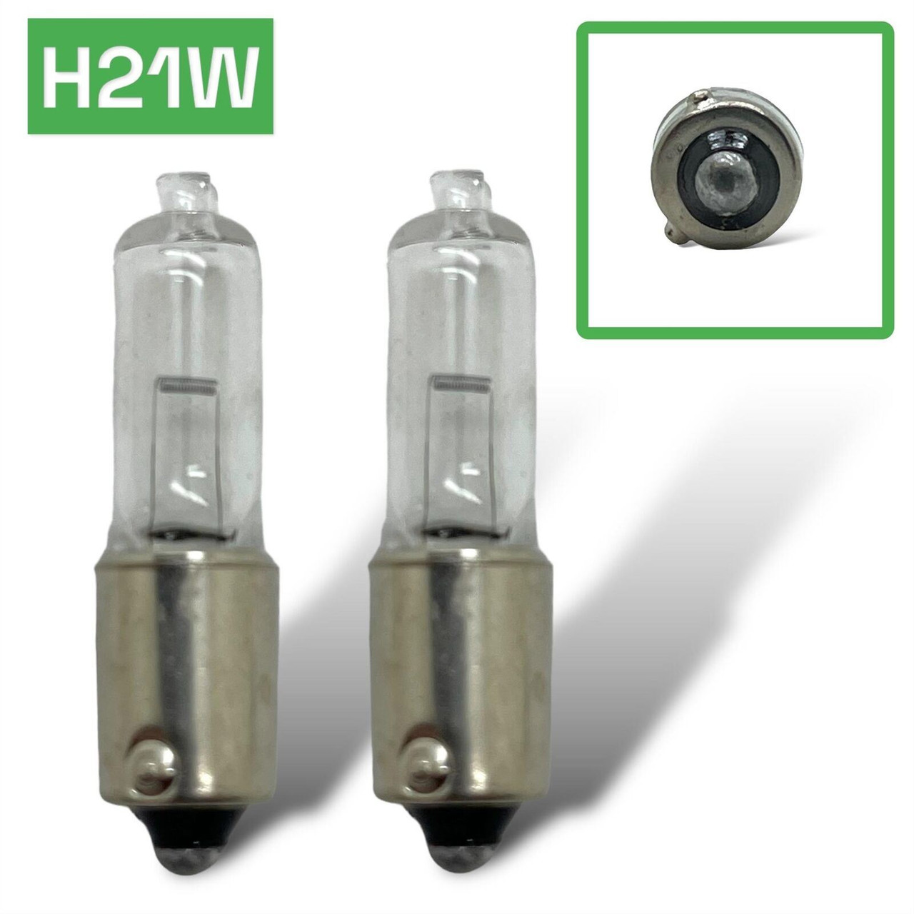 2 x 12v H21W BAY9S halogen 21w clear light bulbs reverse, indicator, fog