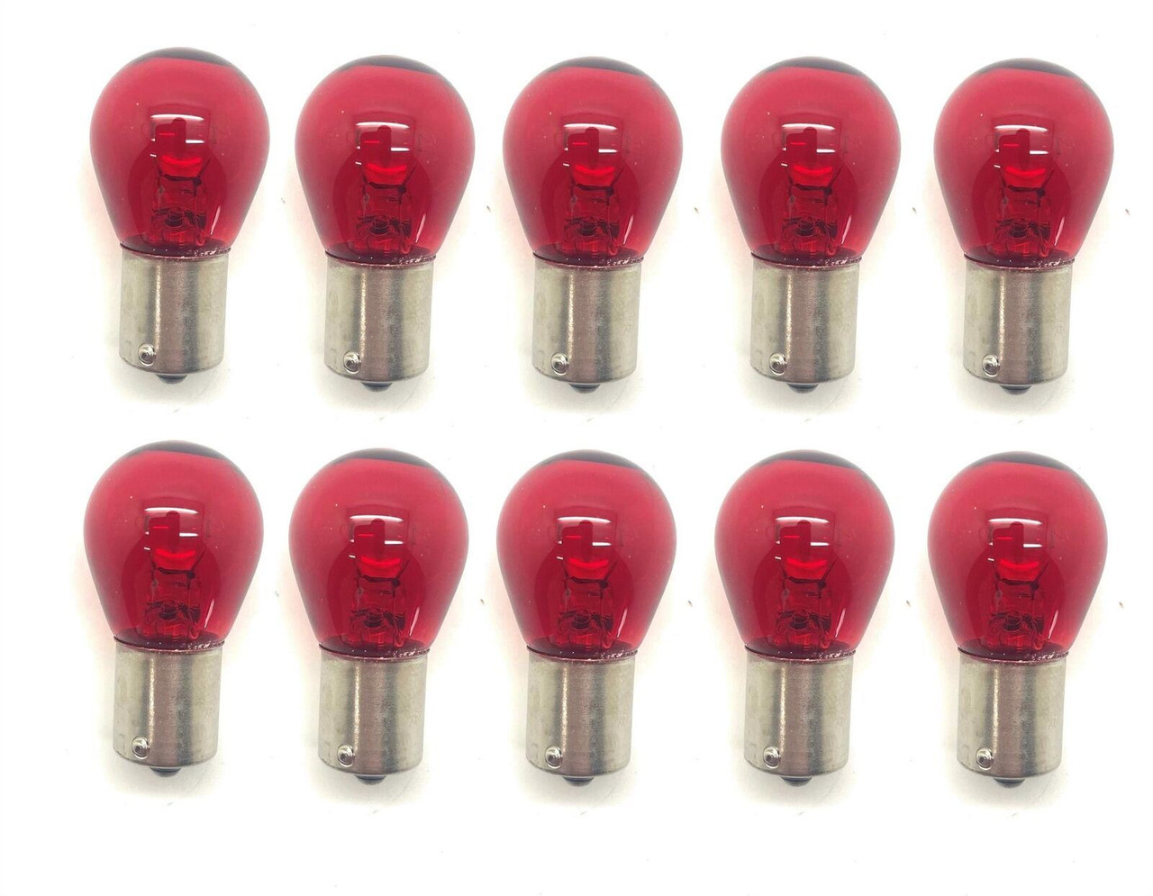 10x Halogen Red Bulbs 382 BA15s P21W Opposite Pins Single Filament Tail/Fog/Brake