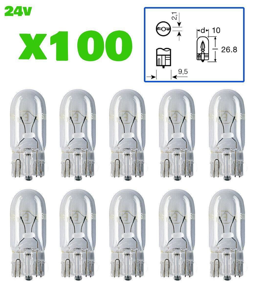 100 x 24v 5w 507 W5W 501 clear bulbs interior parking light capless