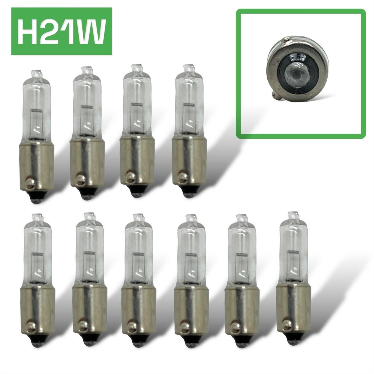 10 x 12v H21W BAY9S halogen 21w clear light bulbs reverse, indicator, fog