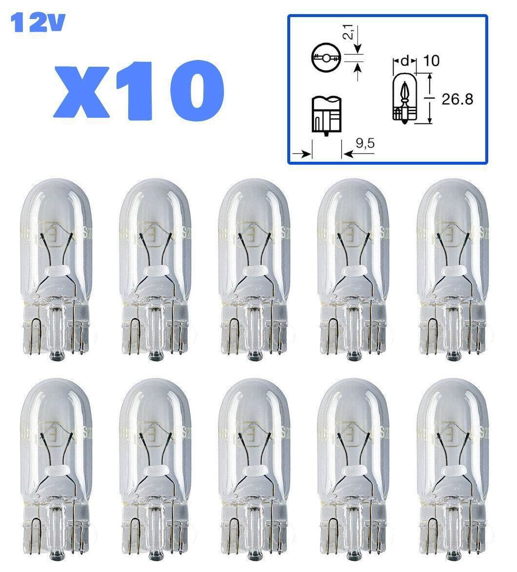 10 x 12v 5w 501 W5W 168 194 clear bulbs interior parking light capless