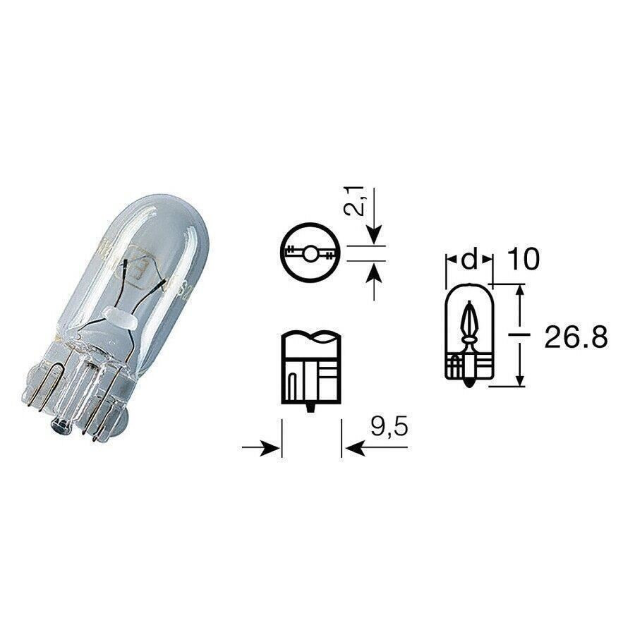 10 x 12v 5w 501 W5W 168 194 clear bulbs interior parking light capless