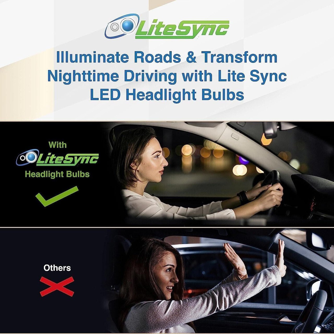 LiteSync L9 H7 LED Headlight Bulbs 10000LM 6000K CanBus 70W 12V Pair