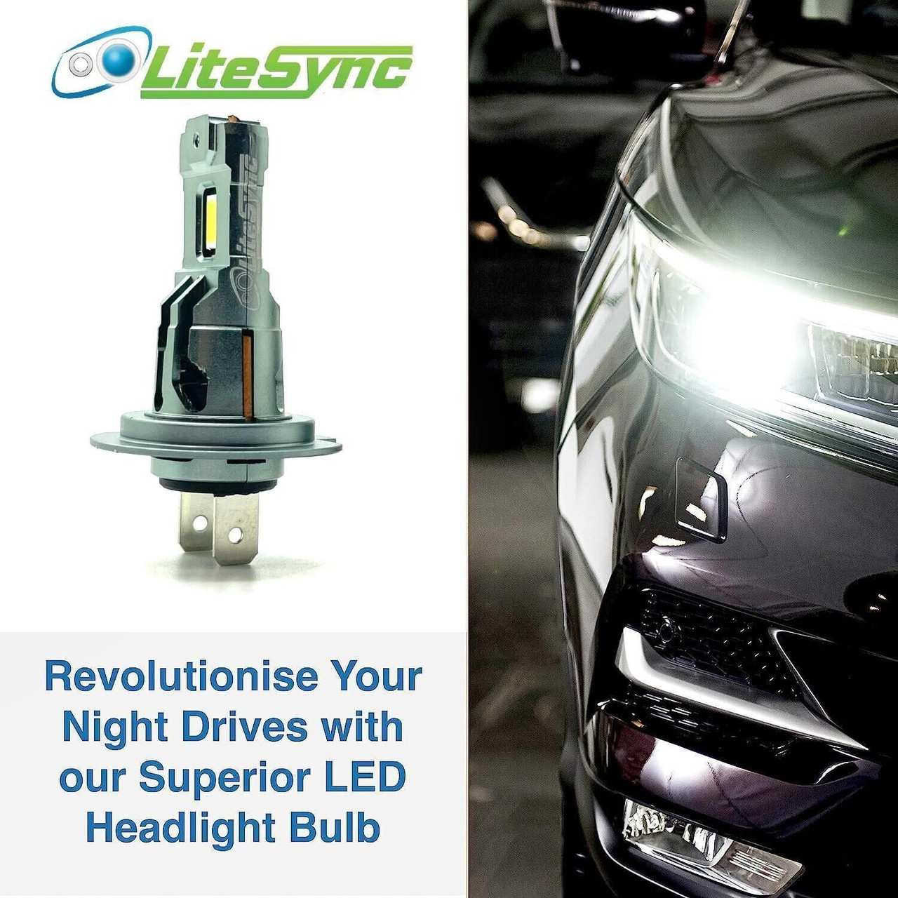 LiteSync L9 H7 LED Headlight Bulbs 10000LM 6000K CanBus 70W 12V Pair